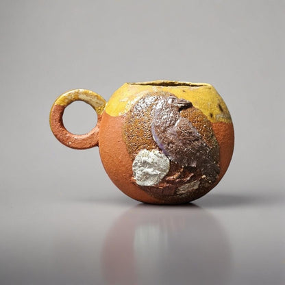 Rustic Nevermore Ceramic Tea Mug – Comfort Vessel for Shadowed Mornings, Ø11×9.5 cm by Red Raven Pottery