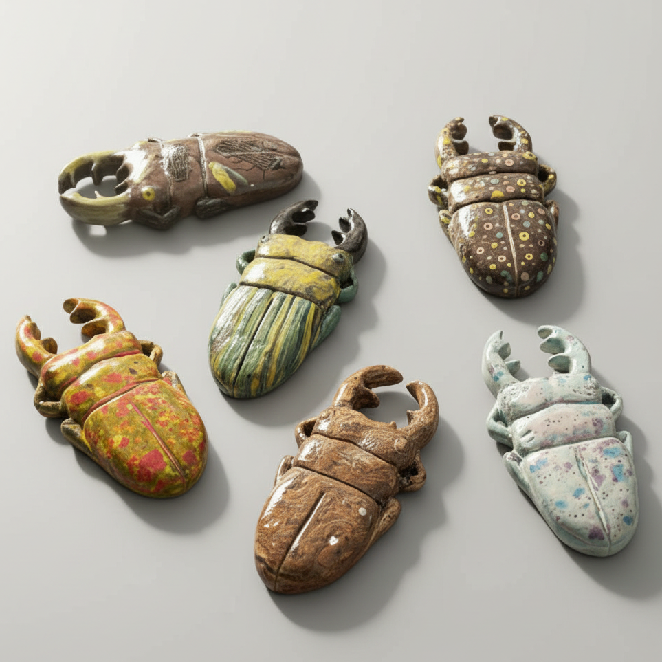 Scarab Beetle Ceramic Paperweight – Anchor Of The Ancients, 14×7.5×1.5 cm by Red Raven Pottery