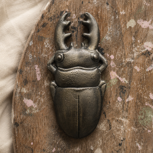 Scarab Beetle Handmade Plaster Wall Hanging - Ancient Relic Studio Cast Ornament, 15.5 x 8 x 2.5 cm by Hook & Hex