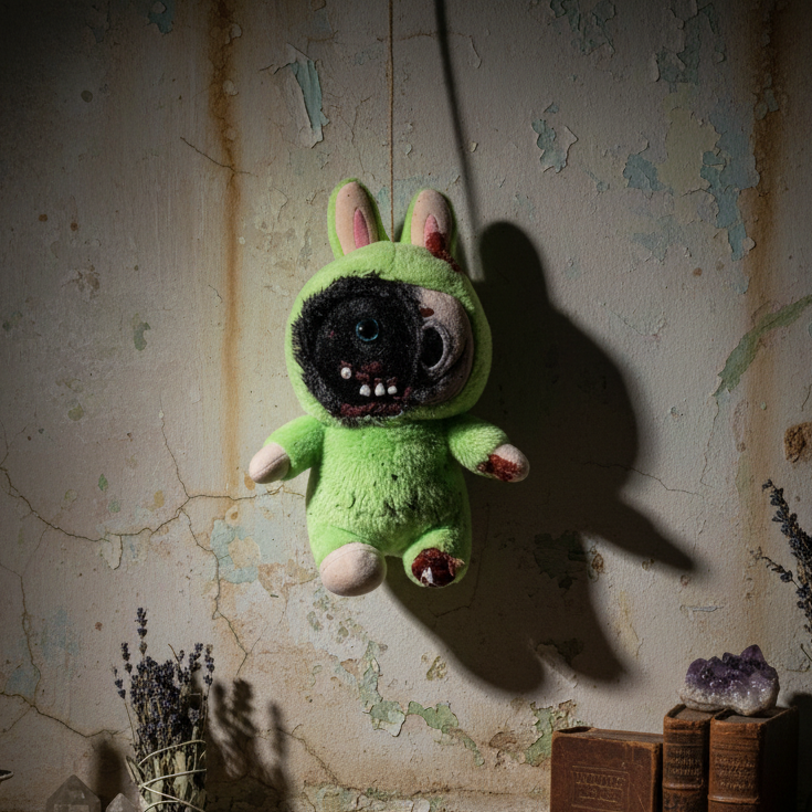 Scorched Bunny Customized Horror Plush – Creepy Wall Trophy, 28 cm by Hook & Hex