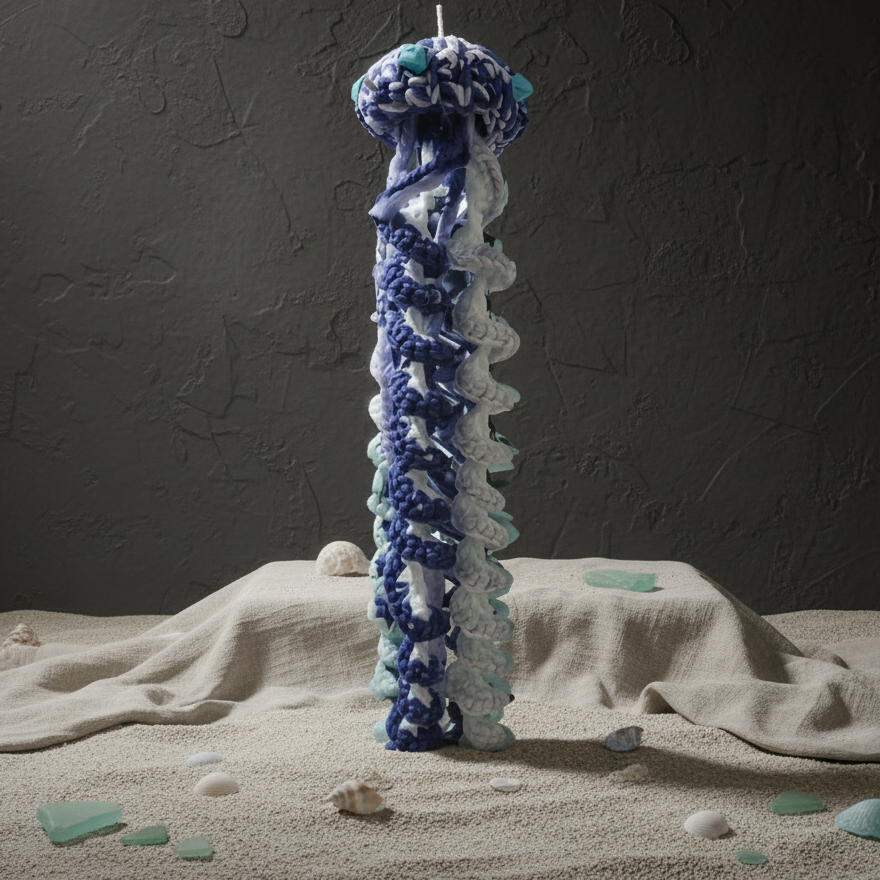 Seawhisper Jellyfish Crochet Hanging – Ocean Drift for Coastal Dreamers, 40 cm by Hook & Hex