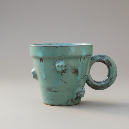 Shadow Grove Skull Ceramic Coffee Cup – Quiet Memento Of The Wild, Ø7×8 cm by Red Raven Pottery