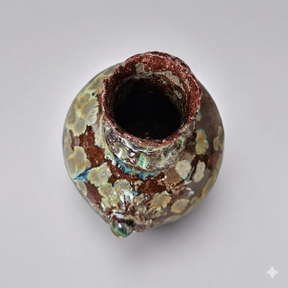 Shipwreck Oracle Ceramic Vase – Salt-Eaten Skull Vessel, Ø11×14 cm by Red Raven Pottery