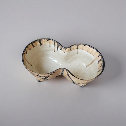Skin Stitch Ceramic Duo Planter – Macabre Centerpiece Vessel, Ø25×11.5×12 cm by Red Raven Pottery