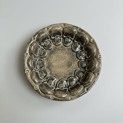Skull Legion Handmade Ceramic DIsh – Circle of Dark Secrets, Ø15 × 2 cm by Red Raven Pottery