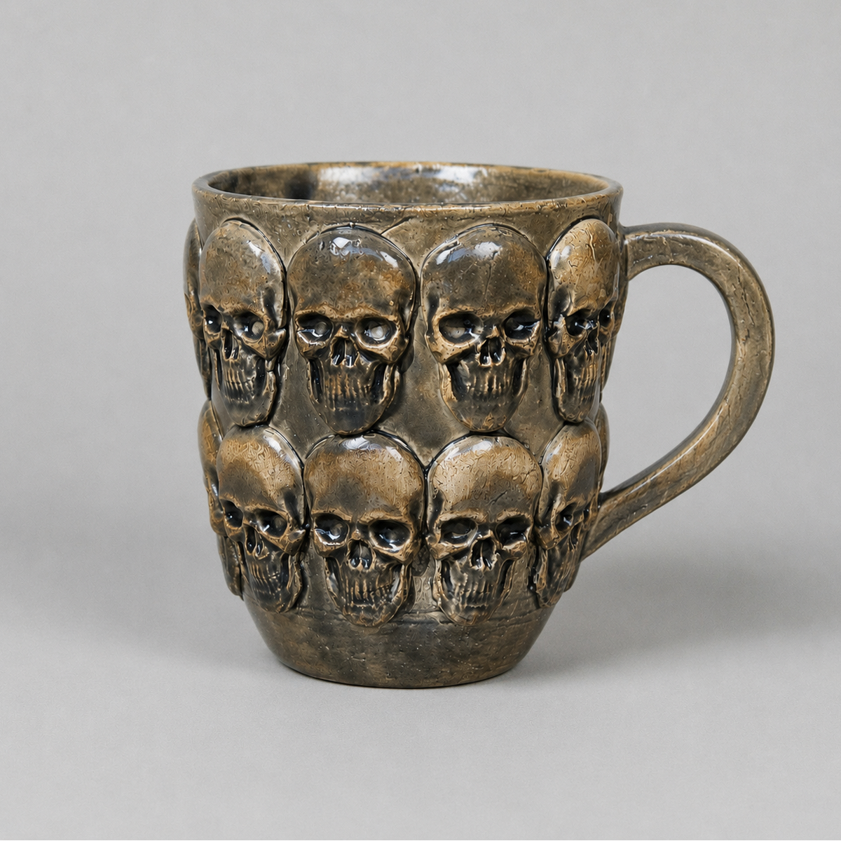 Skull Legion Ceramic Mug – Forged in Shadow, Ø8.5×10 cm by Red Raven Pottery