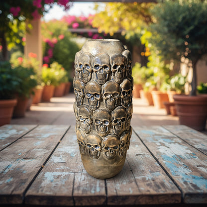 Skull Legion Ceramic Vase – Gothic Botanical Sanctuary, Ø7.5 × 21 cm by Red Raven Pottery