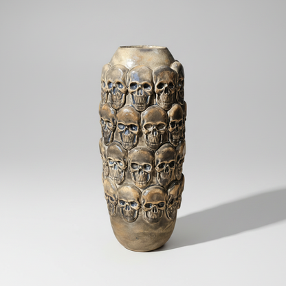 Skull Legion Ceramic Vase – Gothic Botanical Sanctuary, Ø7.5 × 21 cm by Red Raven Pottery