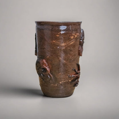 Skull & Skelton Hand Ceramic Tumbler - Remains of Mortality, Ø11×7 cm by Red Raven Pottery