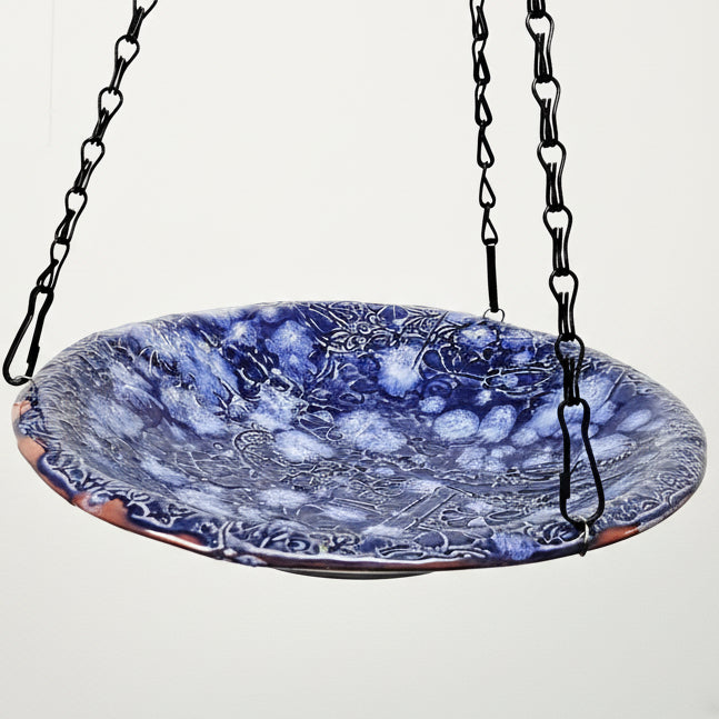 Skywell Ceramic Bird Bath – Blue Sanctuary For Garden Visitors, Ø21×3.5 cm by Red Raven Pottery