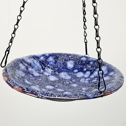 Skywell Ceramic Bird Bath – Blue Sanctuary For Garden Visitors, Ø21×3.5 cm by Red Raven Pottery
