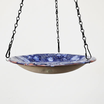 Skywell Ceramic Bird Bath – Blue Sanctuary For Garden Visitors, Ø21×3.5 cm by Red Raven Pottery