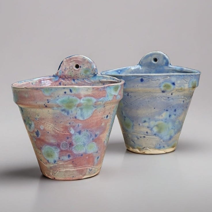Soft Tides Ceramic Planter – Pastel Reef Stillness, Ø9.5×8.5 cm by Red Raven Pottery