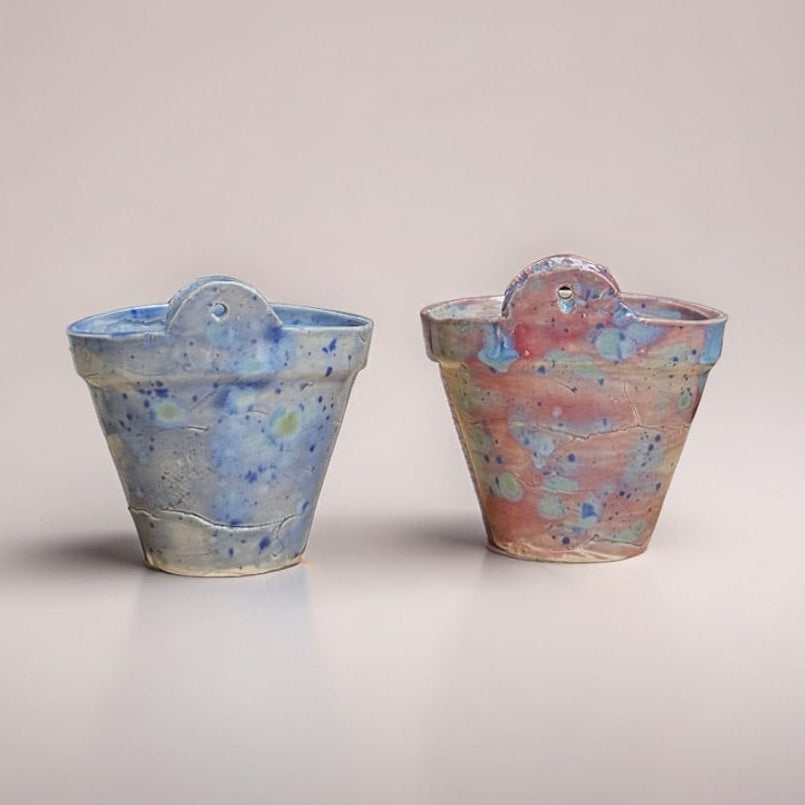 Soft Tides Ceramic Planter – Pastel Reef Stillness, Ø9.5×8.5 cm by Red Raven Pottery