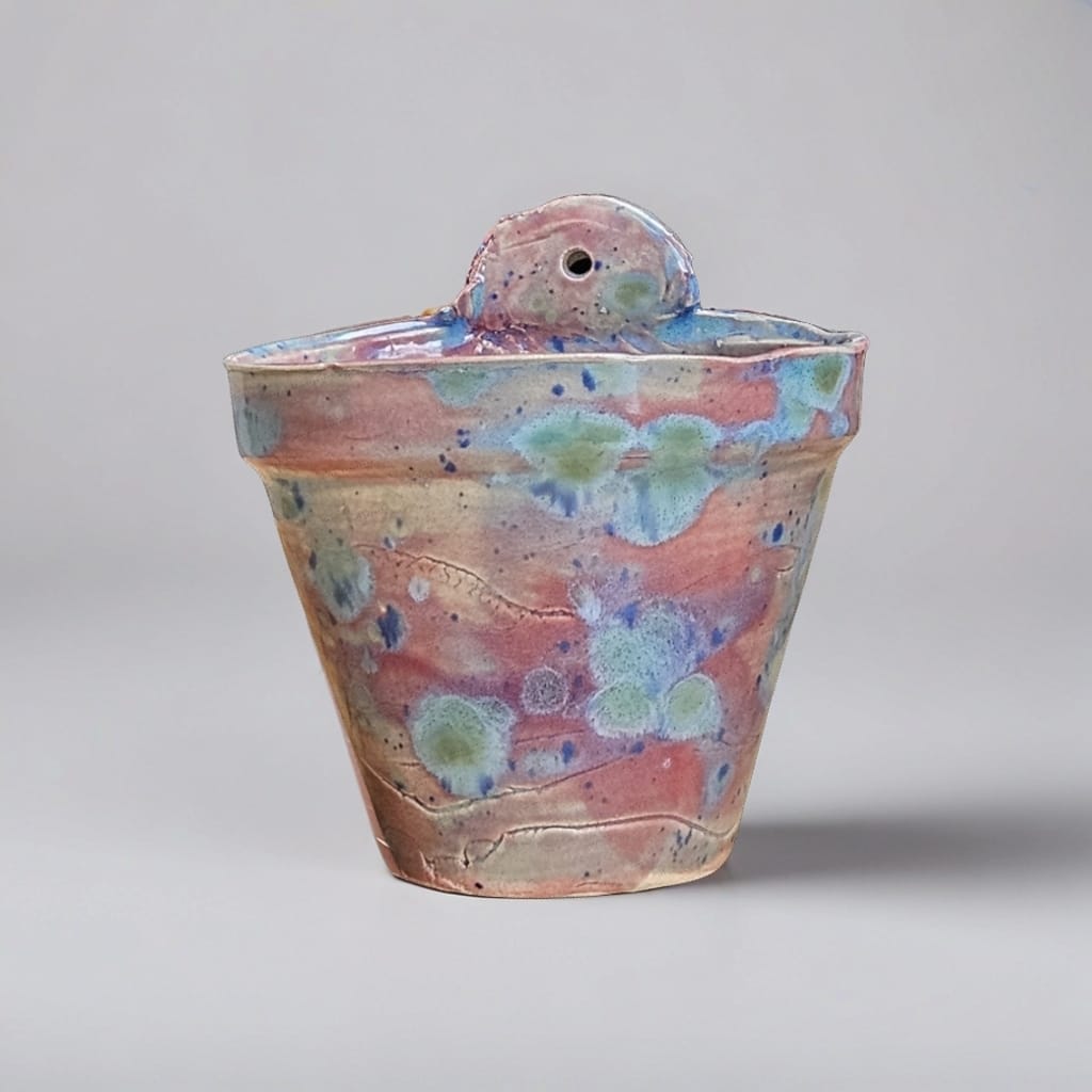 Soft Tides Ceramic Planter – Pastel Reef Stillness, Ø9.5×8.5 cm by Red Raven Pottery