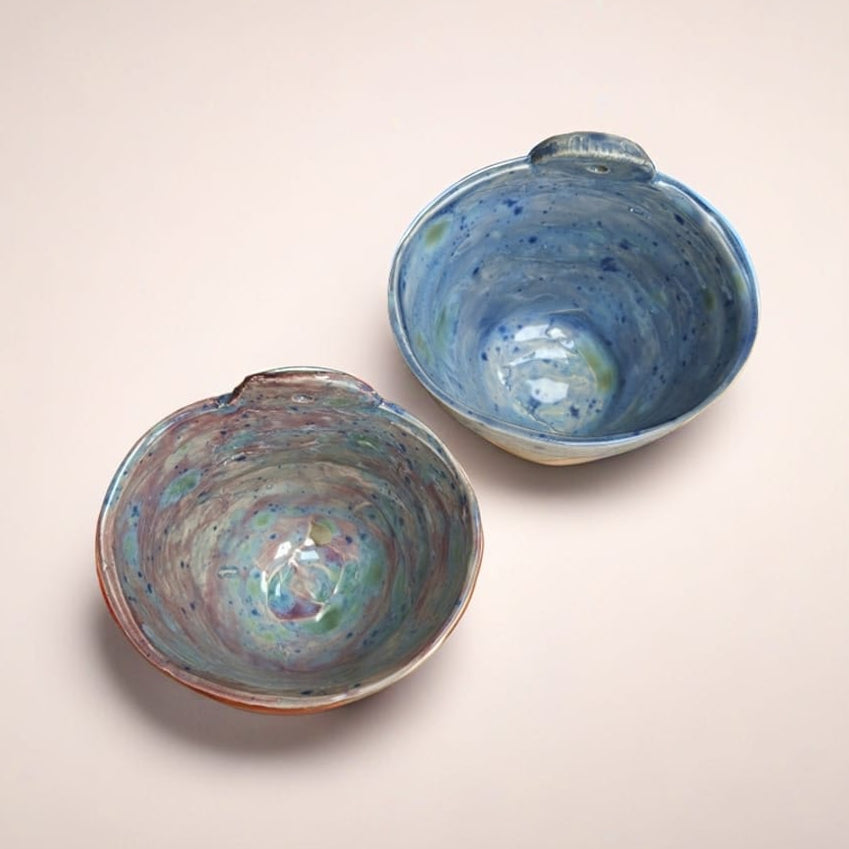 Soft Tides Ceramic Planter – Pastel Reef Stillness, Ø9.5×8.5 cm by Red Raven Pottery