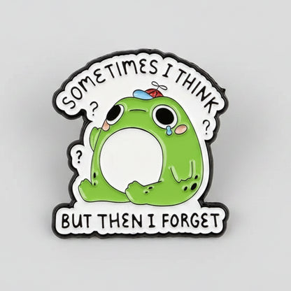 Sometimes I Think Lapel Pin – Forgetful Frog Metal Badge, 3 × 3.3 cm