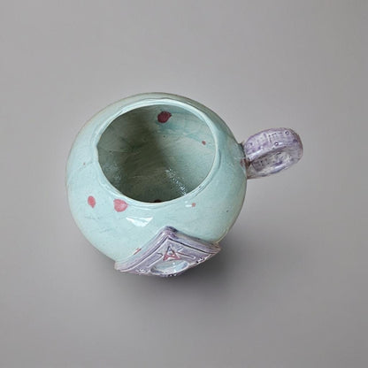 Spectral Planchette Ceramic Tea Mug – Ritual-Bound Vessel, Ø11×9.5 cm by Red Raven Pottery