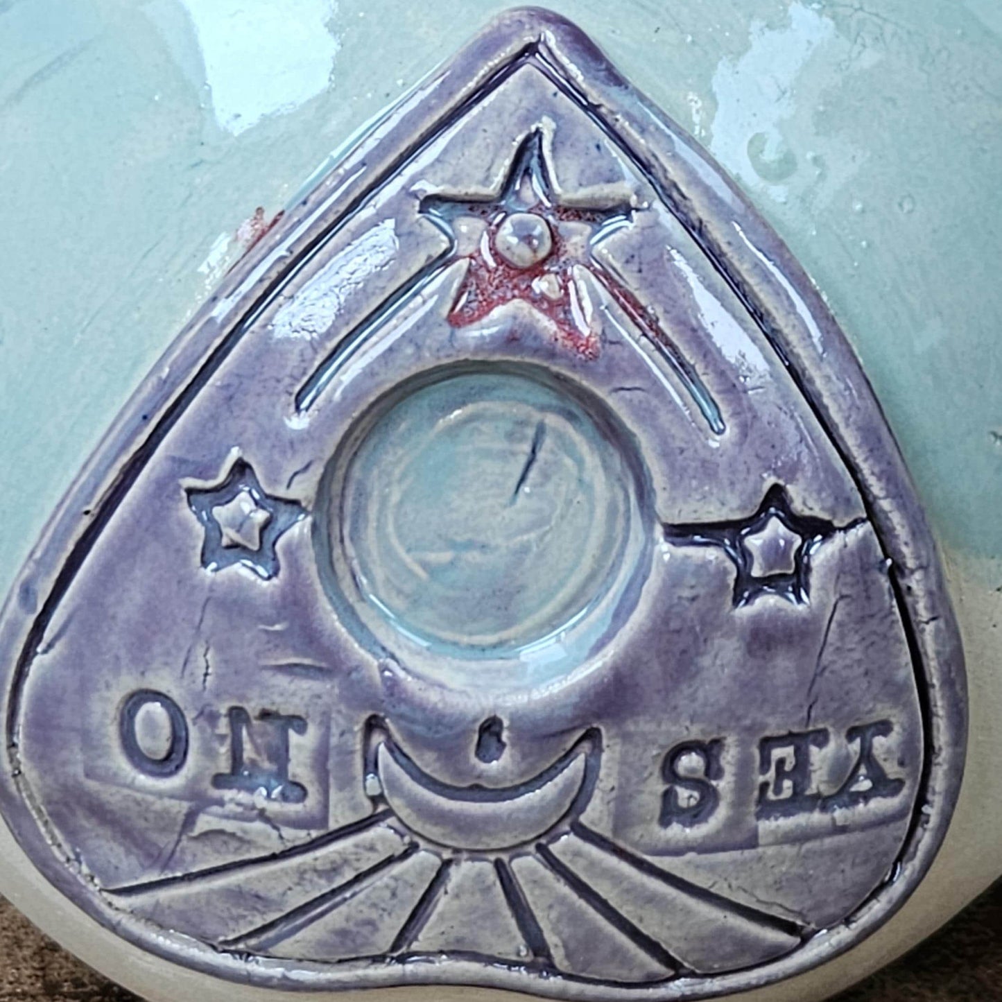 Spectral Planchette Ceramic Tea Mug – Ritual-Bound Vessel, Ø11×9.5 cm by Red Raven Pottery