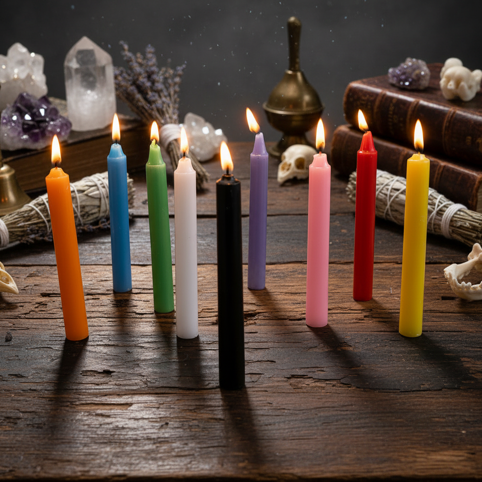 Spell Candle Set – Nine Colors For Focused Intention, 10 cm