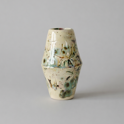 Spider Imprint Ceramic Mini Vase – Nature’s Fierce Silence, Ø6×10 cm by Red Raven Pottery