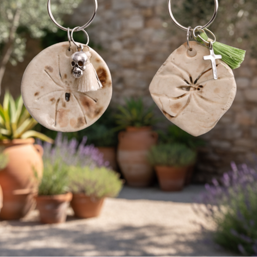 Spider Imprint Keychain – Manifesting Ceramic Charm, 4×3 cm, various designs by Red Raven Pottery
