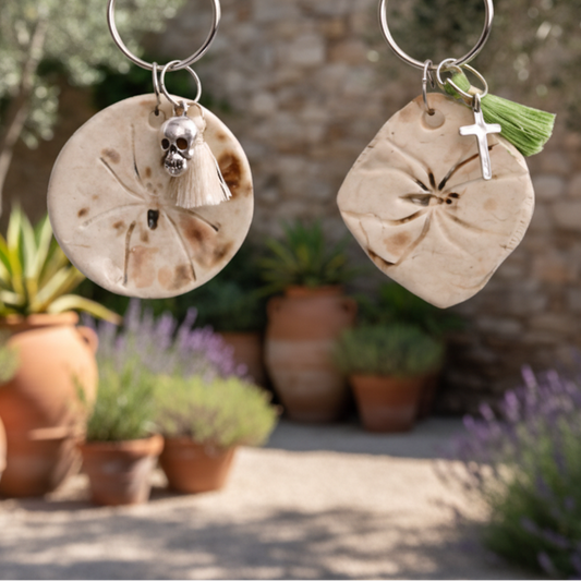 Spider Imprint Keychain – Manifesting Ceramic Charm, 4×3 cm, various designs by Red Raven Pottery