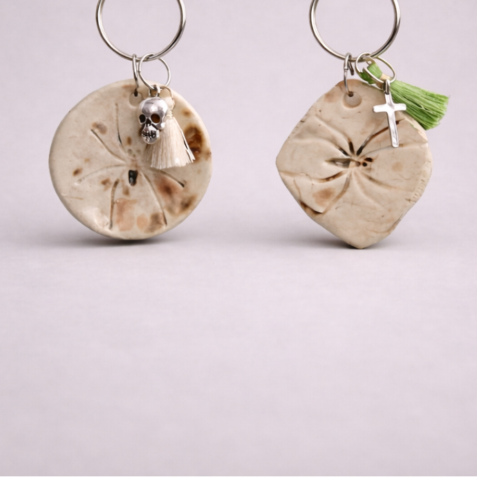 Spider Imprint Keychain – Manifesting Ceramic Charm, 4×3 cm, various designs by Red Raven Pottery