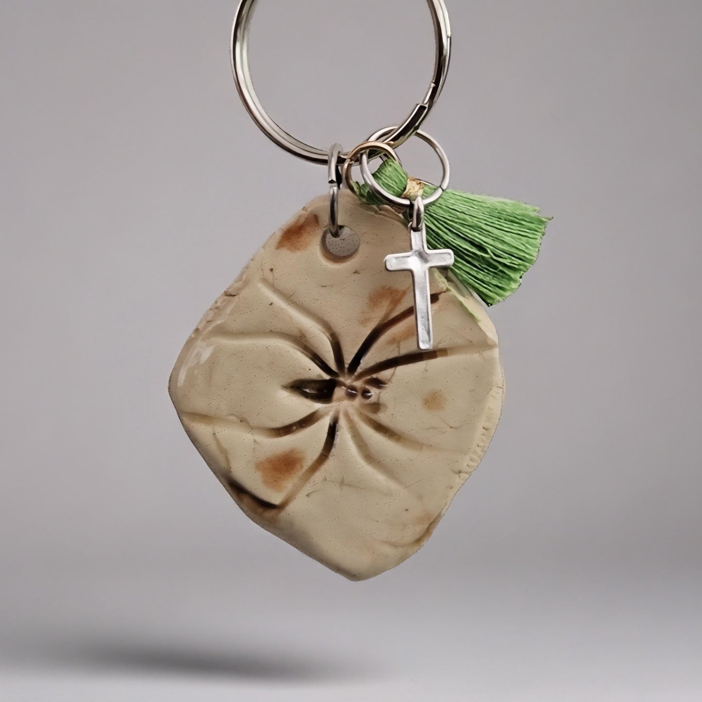 Spider Imprint Keychain – Manifesting Ceramic Charm, 4×3 cm, various designs by Red Raven Pottery