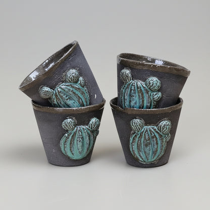 Spine & Sand Ceramic Minis - Resilient Duo for Shots and Succulents, Ø 4.5 × 5.5 cm by Red Raven Pottery