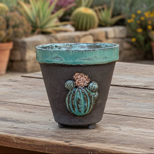 Spine & Sand Ceramic Planter – Quiet Resilience In Clay, Ø7×8 cm, in 2 colors by Red Raven Pottery