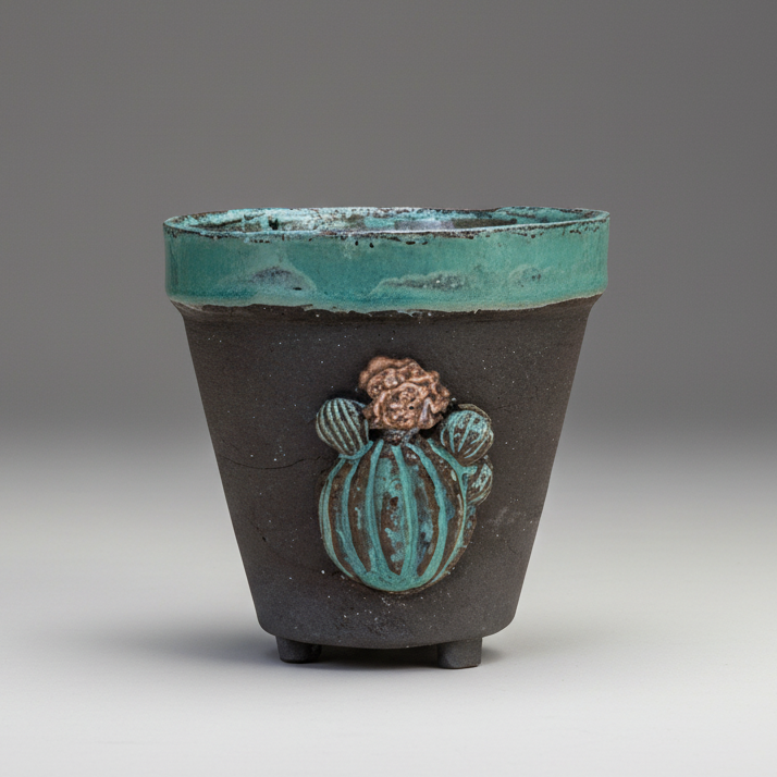 Spine & Sand Ceramic Planter – Quiet Resilience In Clay, Ø7×8 cm, in 2 colors by Red Raven Pottery