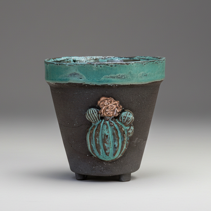 Spine & Sand Ceramic Planter – Quiet Resilience In Clay, Ø7×8 cm, in 2 colors by Red Raven Pottery
