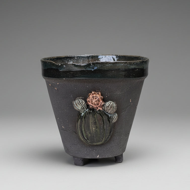 Spine & Sand Ceramic Planter – Quiet Resilience In Clay, Ø7×8 cm, in 2 colors by Red Raven Pottery