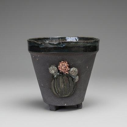 Spine & Sand Ceramic Planter – Quiet Resilience In Clay, Ø7×8 cm, in 2 colors by Red Raven Pottery