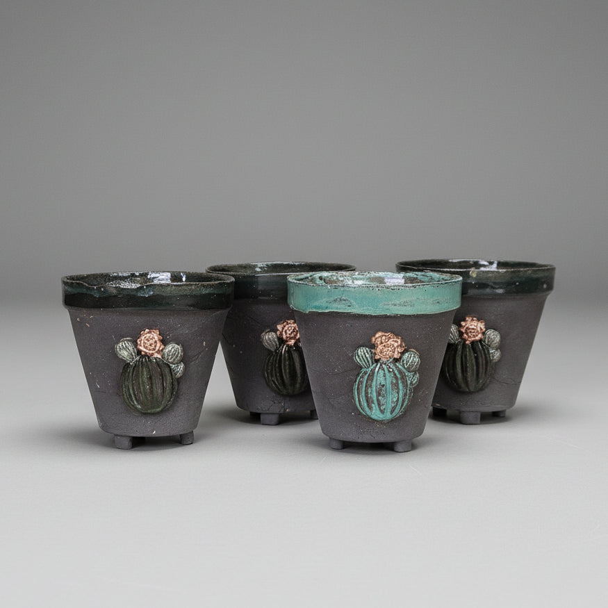Spine & Sand Ceramic Planter – Quiet Resilience In Clay, Ø7×8 cm, in 2 colors by Red Raven Pottery