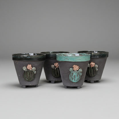 Spine & Sand Ceramic Planter – Quiet Resilience In Clay, Ø7×8 cm, in 2 colors by Red Raven Pottery