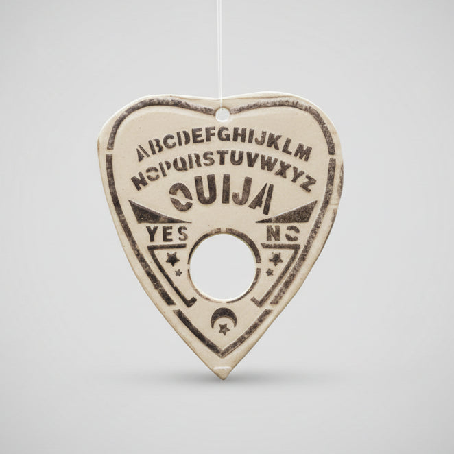 Spirit Board Ceramic Ouija Ornament – Whispered Signs & Still Questions, Ø8×9 cm by Red Raven Pottery