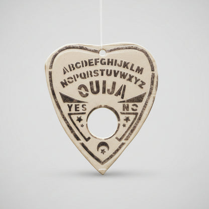Spirit Board Ceramic Ouija Ornament – Whispered Signs & Still Questions, Ø8×9 cm by Red Raven Pottery