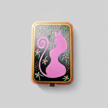 Spirit Cat Painted Ritual Box – Wooden Self-Love Altar Set, 9.5 × 13.5 × 3 cm by Hook & Hex