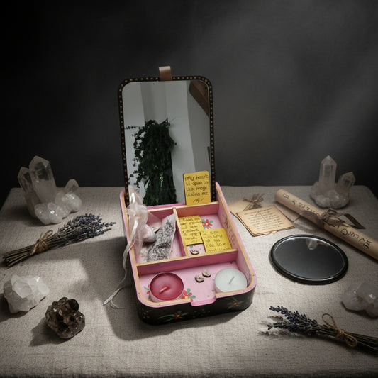 Spirit Cat Ritual Box – Hand-painted Self-Love Altar Set, 9.5 × 13.5 × 3 cm by Hook & Hex