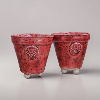 Spirit Sigil Ceramic Planter – Symbols of Grounded Intention, Ø9×8 cm by Red Raven Pottery