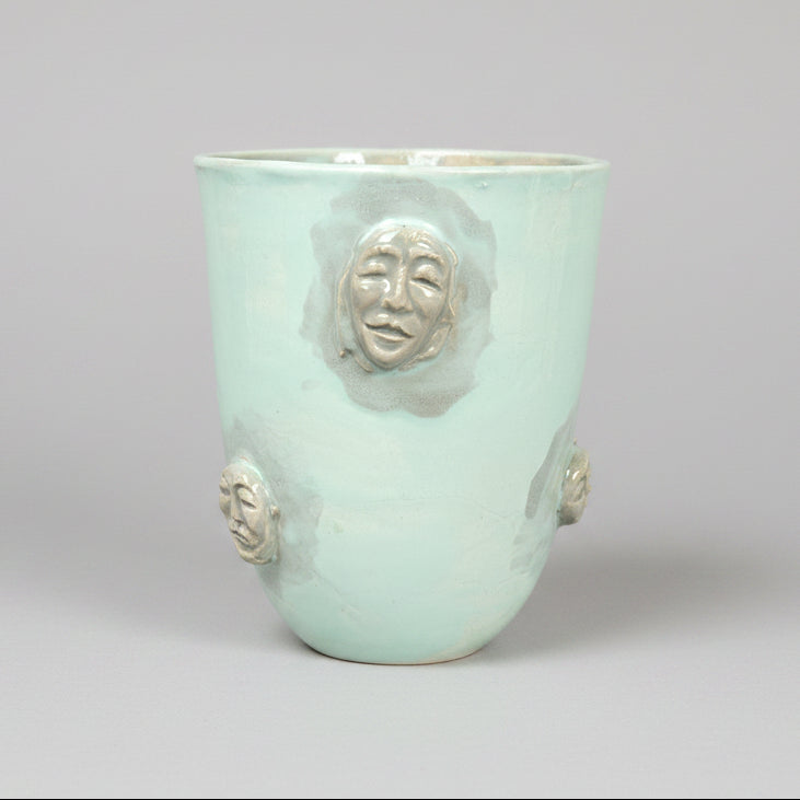 Split Persona Ceramic Mugs – Inner Selves Expression, Ø8.5×8 cm & Ø8.5×10 cm by Red Raven Pottery