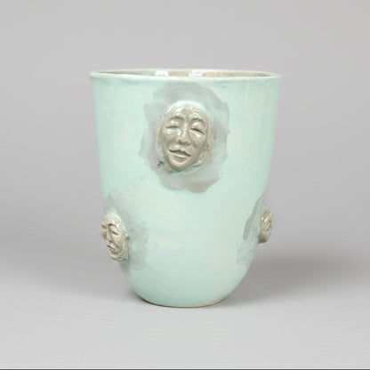 Split Persona Ceramic Mugs – Inner Selves Expression, Ø8.5×8 cm & Ø8.5×10 cm by Red Raven Pottery