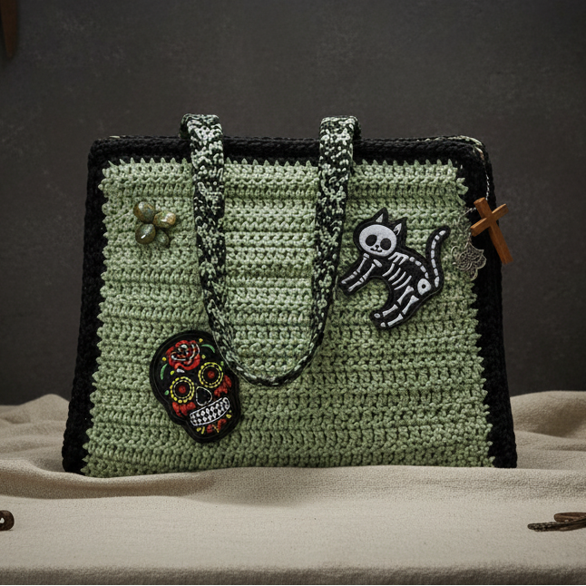 Spooky Scary Crochet Bag – Witchy Charm Carryall, 25×20 cm by Hook & Hex
