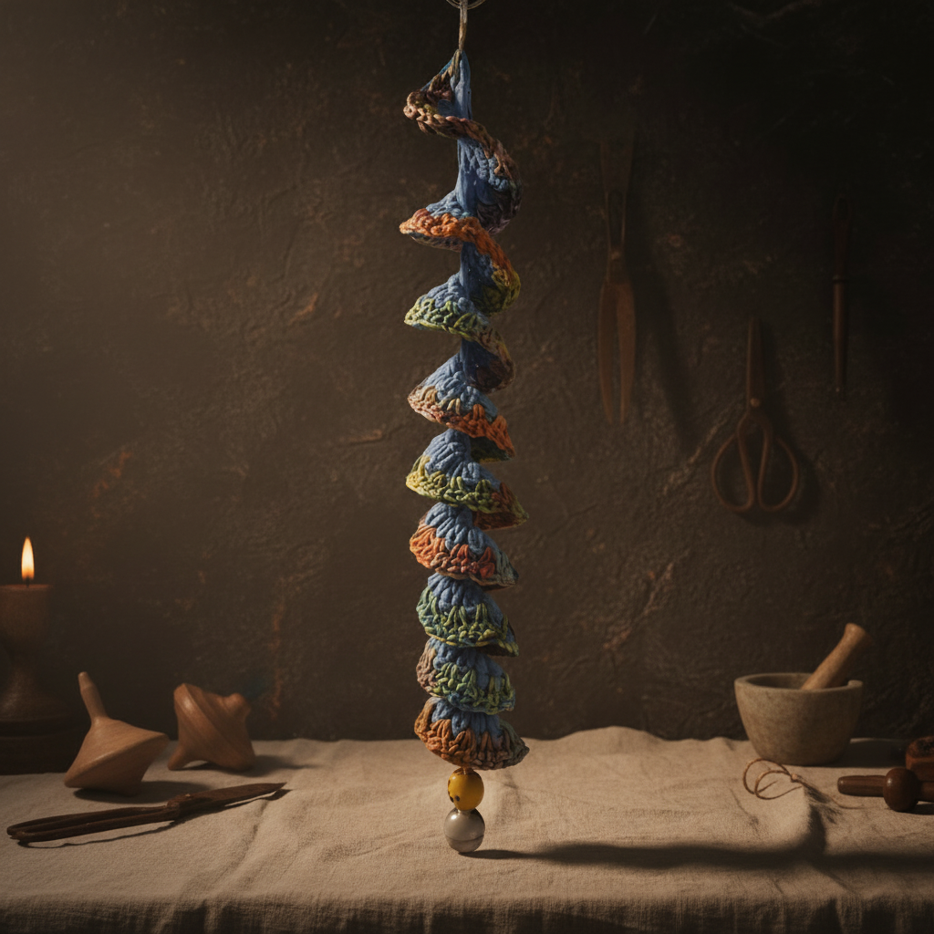 Spring Meadow Crochet Hanging  – Spiral Charm for Quiet Symbolism, 41 cm by Hook & Hex