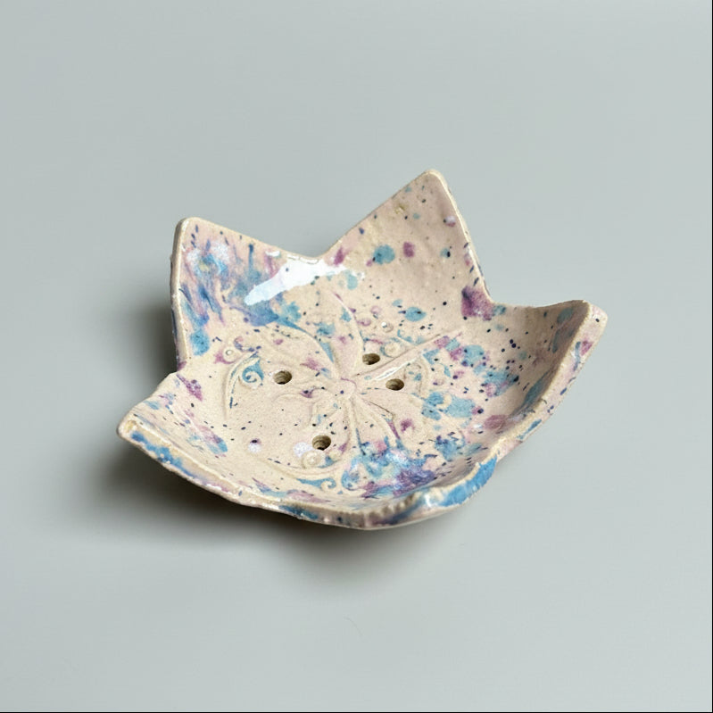 Starlit Ritual Handmade Ceramic Soap Dish – Celestial & Dragonfly Designs, Various Sizes by Red Raven Pottery