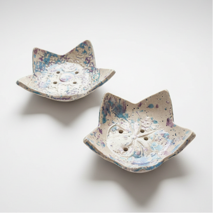 Starlit Ritual Handmade Ceramic Soap Dish – Celestial & Dragonfly Designs, Various Sizes by Red Raven Pottery