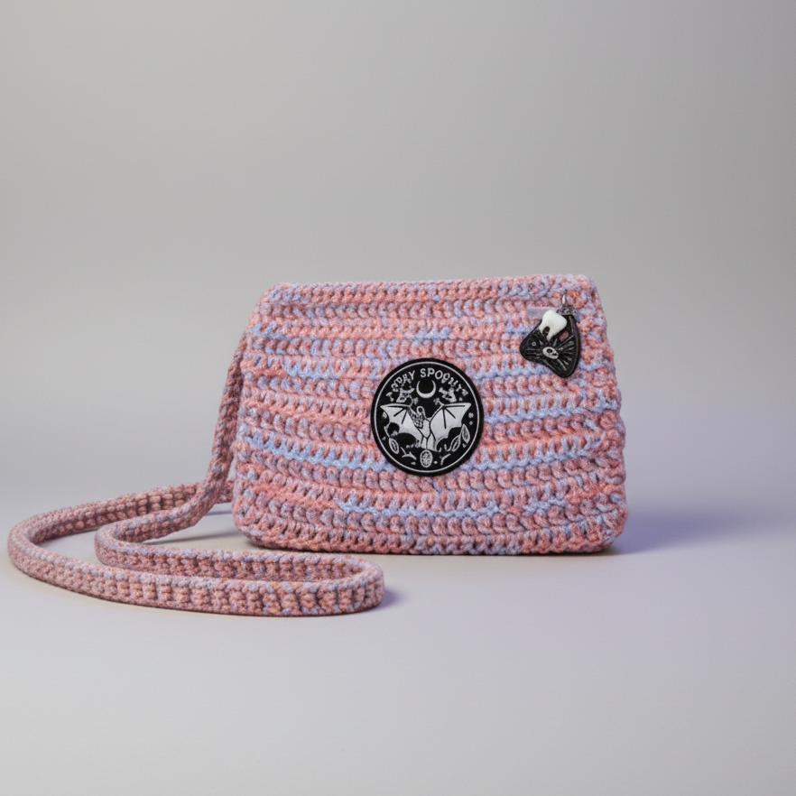 Stay Spooky Crochet Purse - Dark Edged Fun Shoulder Bag, 24×18 cm by Hook & Hex