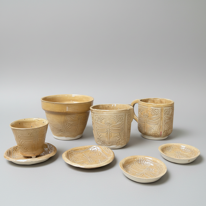Stillwater Dragonfly Ceramic Set – Echoes From The Pond, various designs by Red Raven Pottery